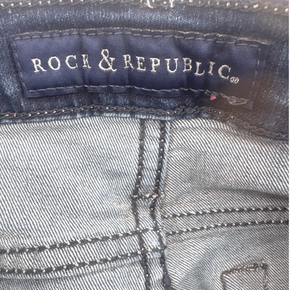 Rock & Republic KASANDRA Bootcut Jeans 14 Blue Dark Contrast Stitch Western